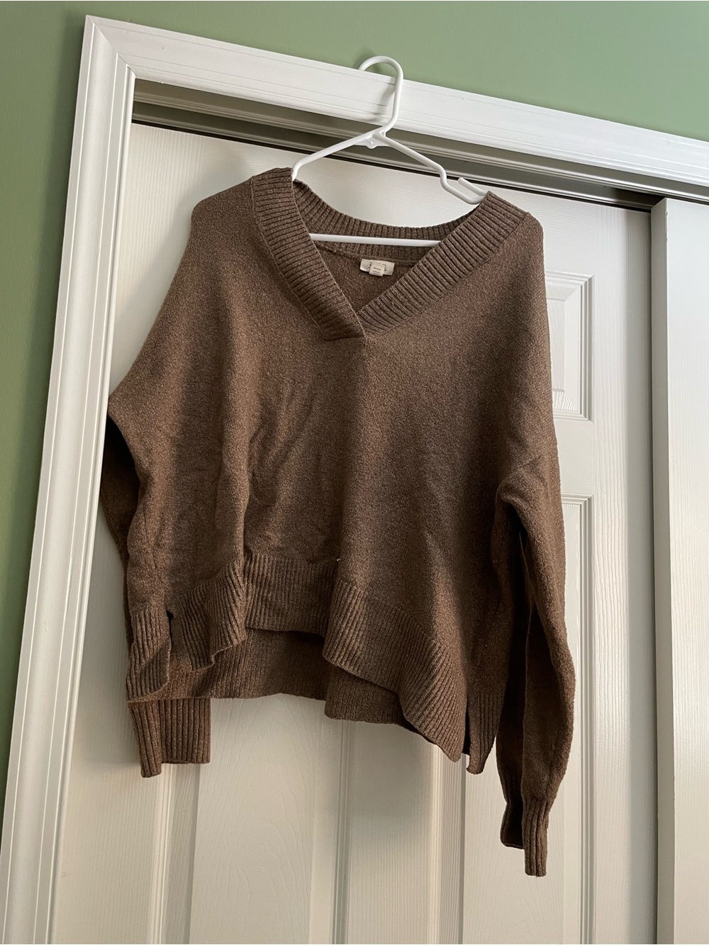 a.n.a Chocolate Brown V-Neck Knit Sweater